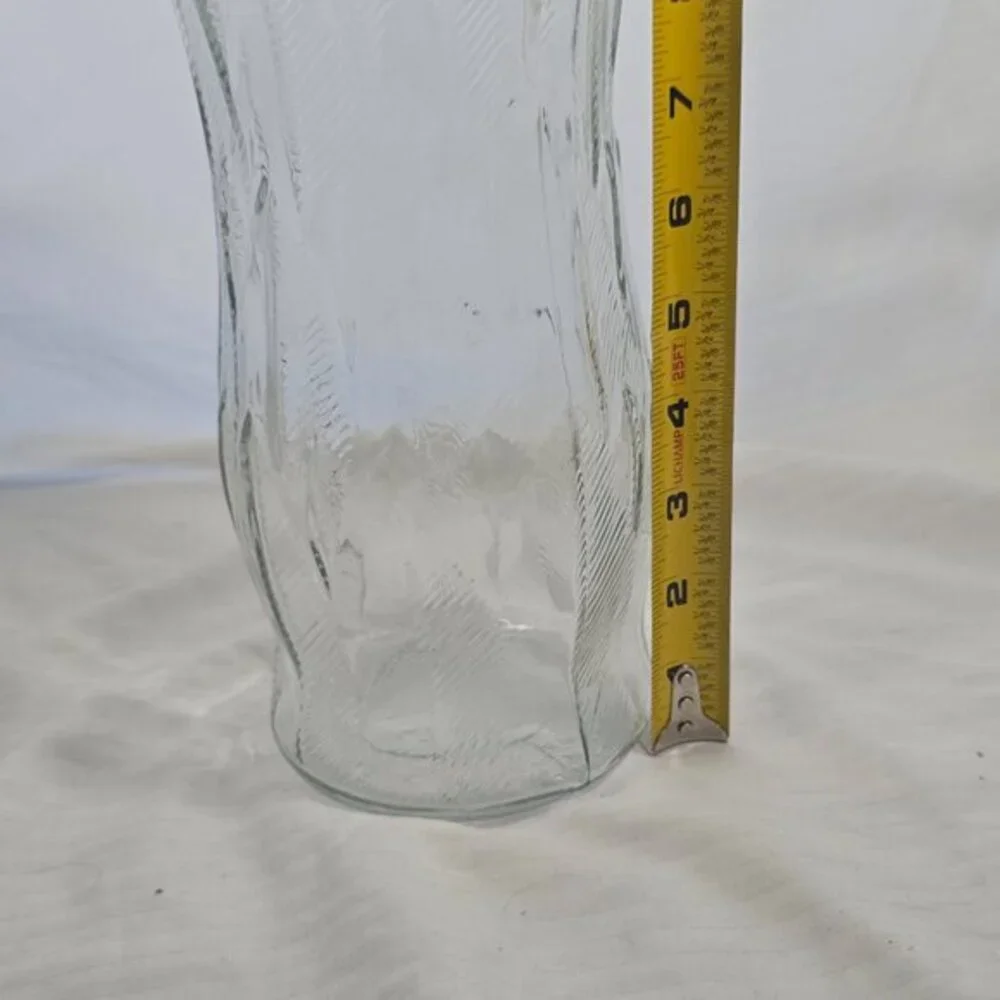 Vintage‎ Brody Co Clear Glass Vase Raised Wheat Stalk/Feather Pattern